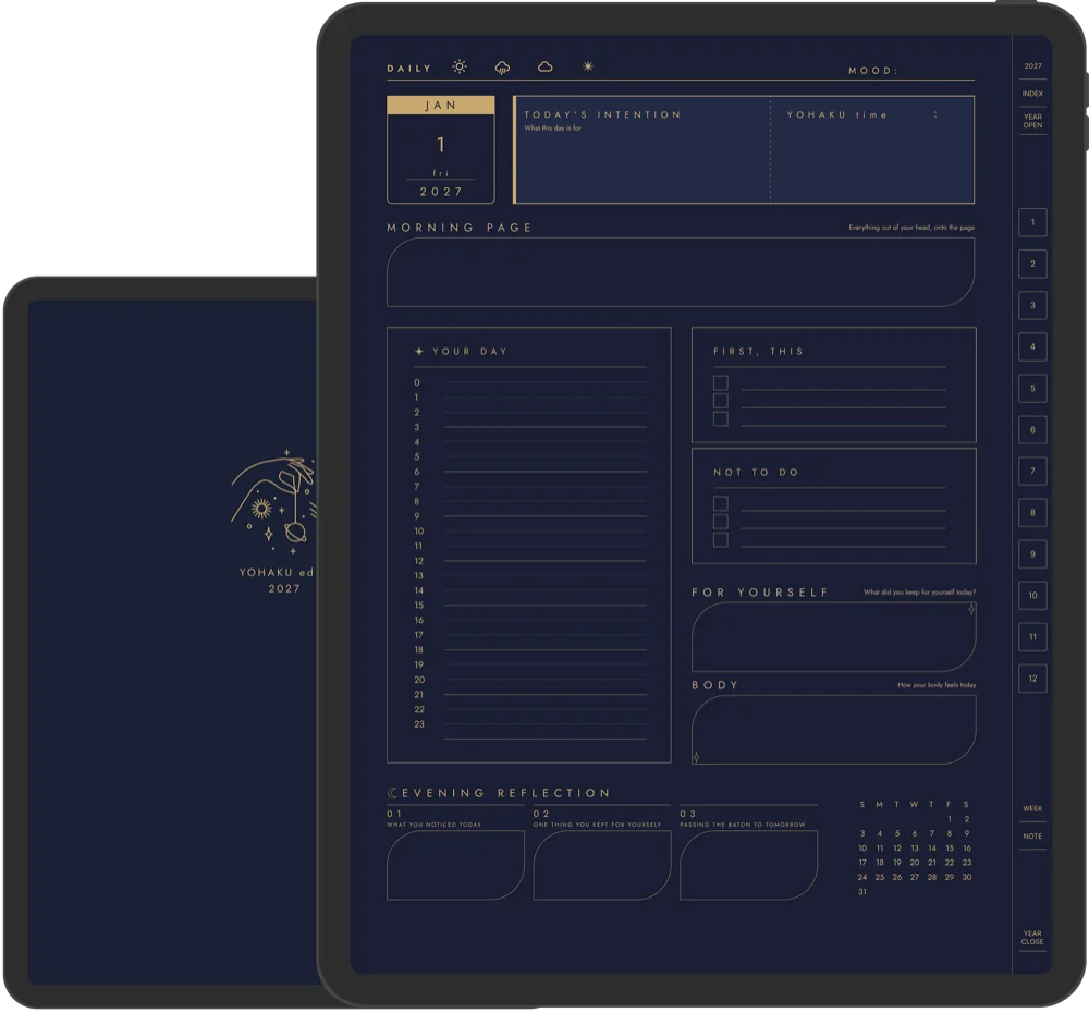 YOHAKU edit Daily Planner shown on iPad